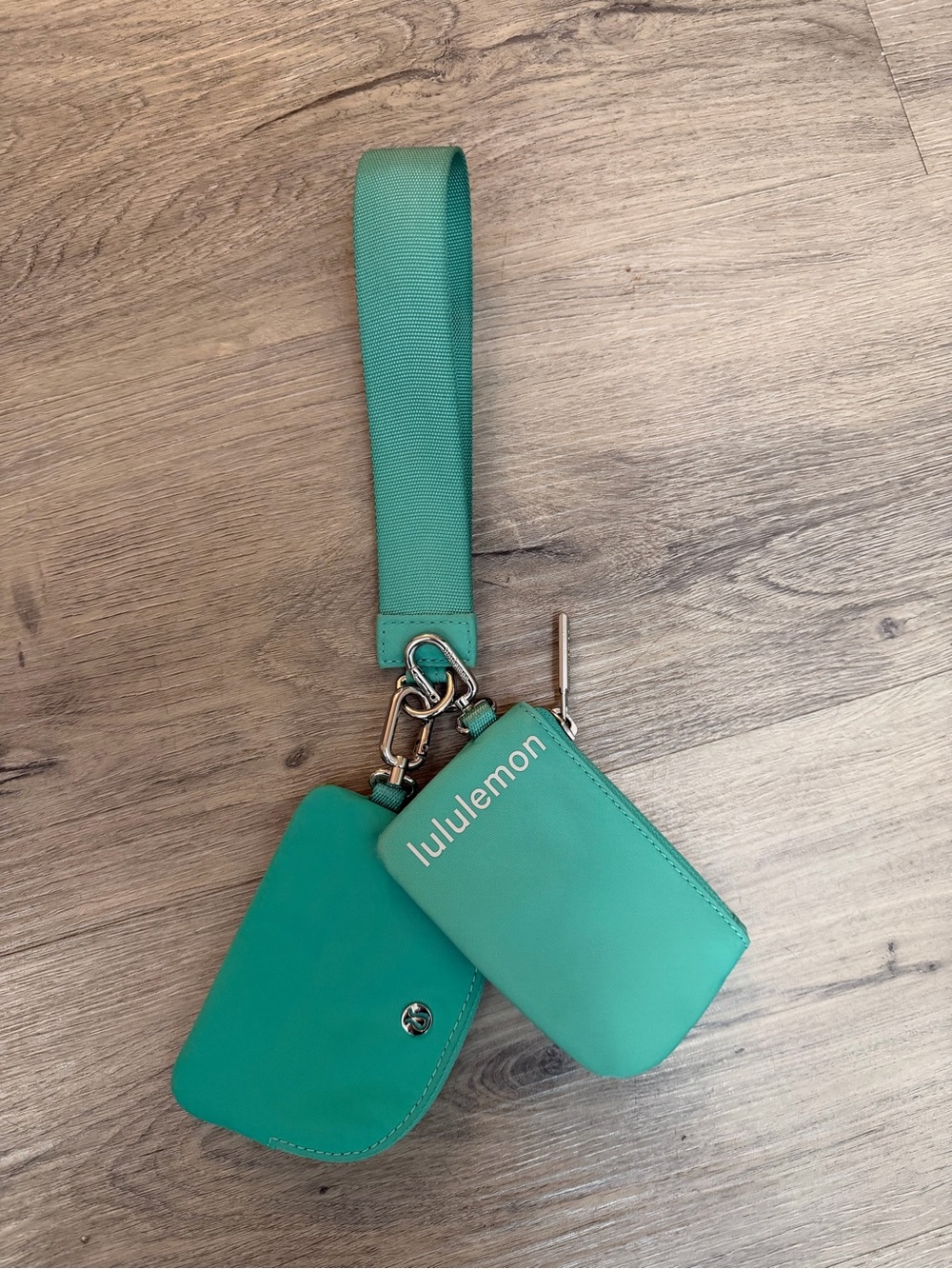 lululemon athletica Teal Green Wristlet Keychain Pouch Set